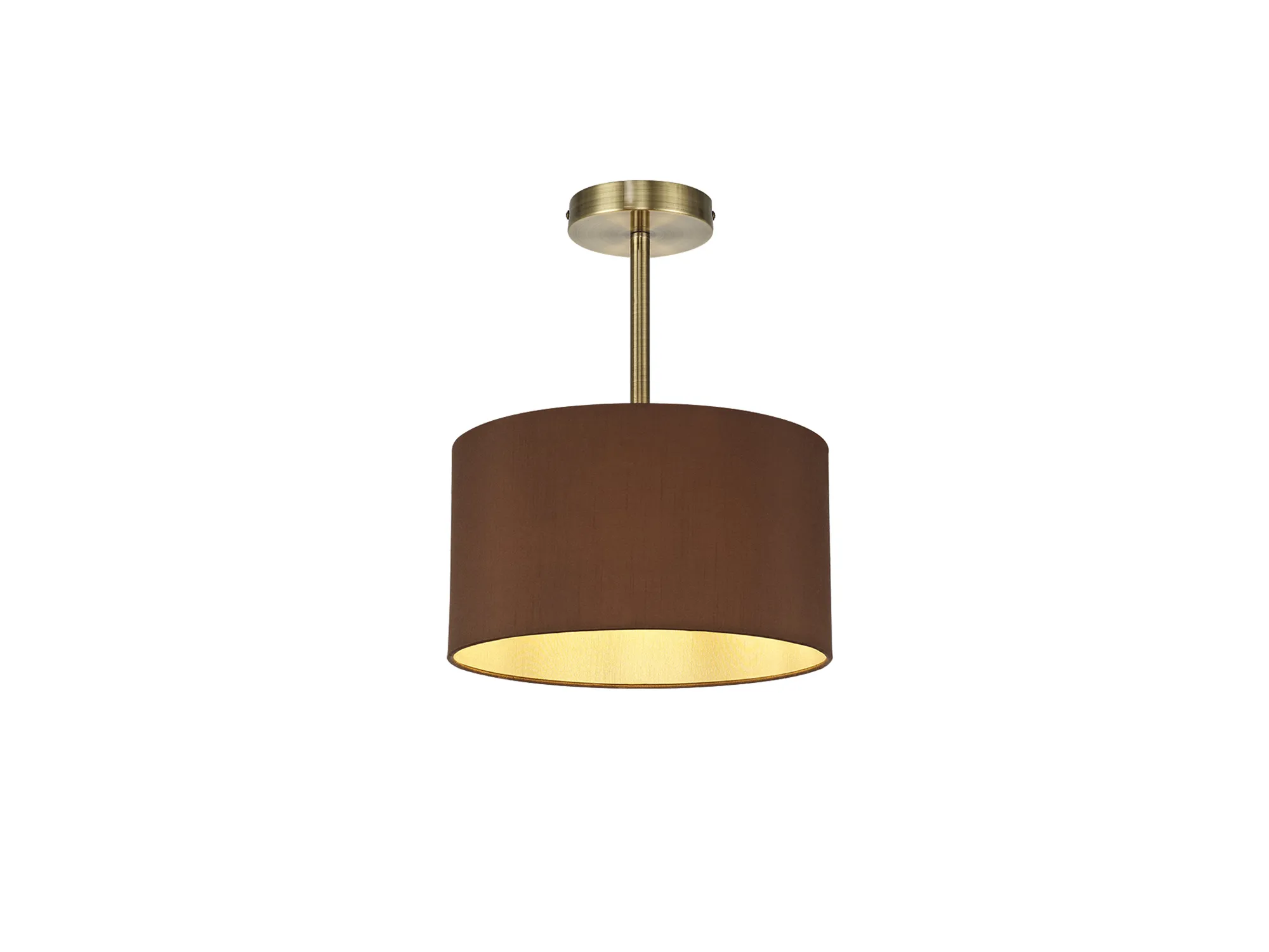 DK0162  Baymont 30cm Semi Flush 1 Light Antique Brass; Raw Cocoa/Grecian Bronze